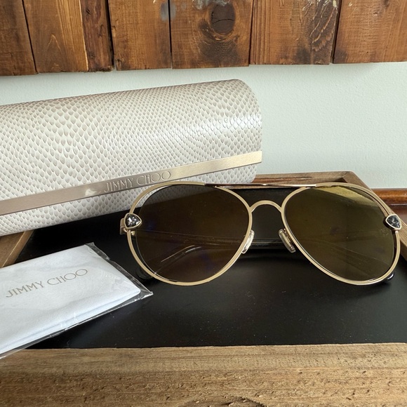 Jimmy Choo Gold Aviator Sunglasses
